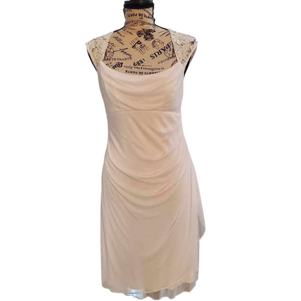 NWT JUNO Dress Collection Chic White Draped Mini Dress Size M
